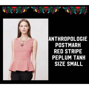 ANTHROPOLOGIE | POSTMARK| STRIPE PEPLUM TANK | SIZE SMALL